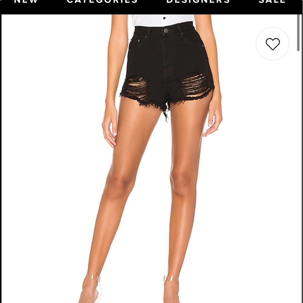 Revolve - Superdown black denim distressed shorts